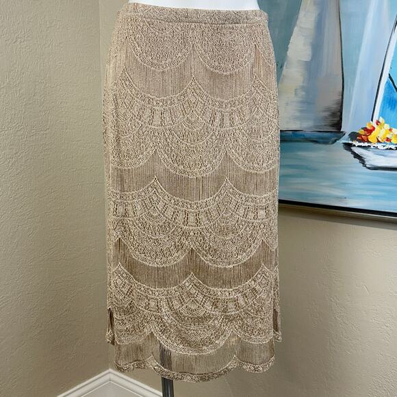 Vintage Damianou 3 piece skirt set mother of bride Gold shimmery Size Large - Picture 6 of 7